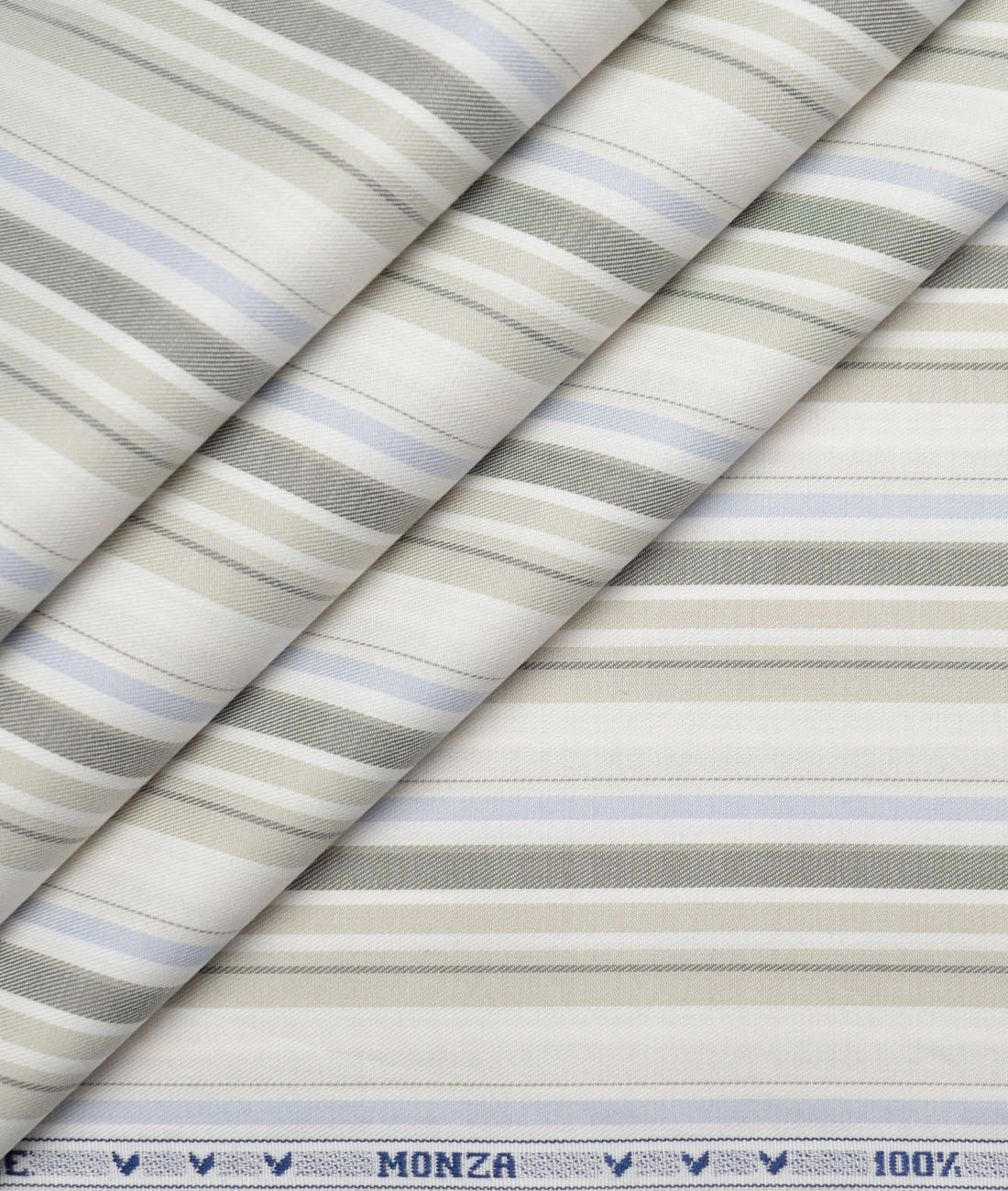 Monza Luxury Cotton Striped Shirting Fabric (White & Cream) Monza Luxury Cotton Striped Shirting Fabric (White & Cream)