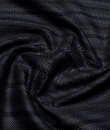 Monza  Luxury Cotton Striped Shirting Fabric (Black & Grey)