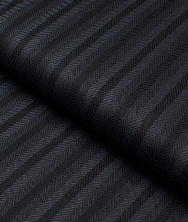 Monza  Luxury Cotton Striped Shirting Fabric (Black & Grey)