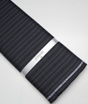 Monza  Luxury Cotton Striped Shirting Fabric (Black & Grey)