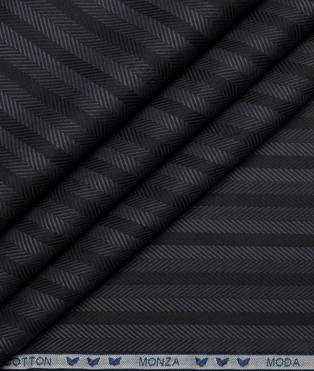 Monza Luxury Cotton Striped Shirting Fabric (Black & Grey) Monza Luxury Cotton Striped Shirting Fabric (Black & Grey)