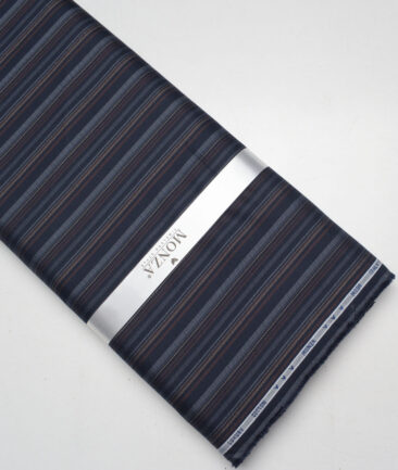 Monza  Luxury Cotton Striped Shirting Fabric (Dark Blue)
