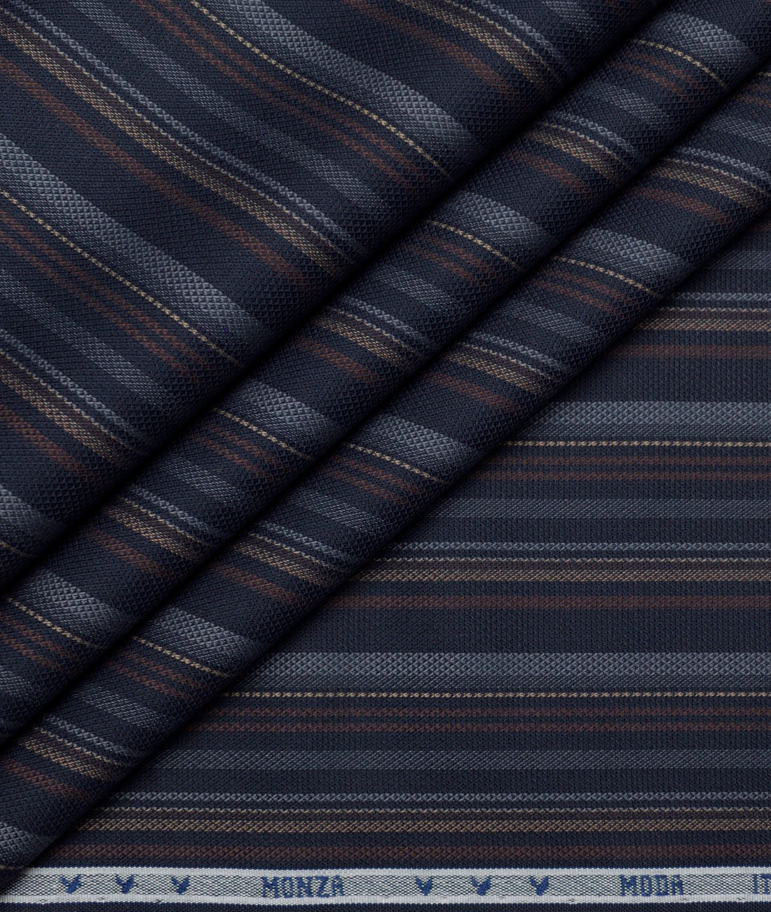 Monza Luxury Cotton Striped Shirting Fabric (Dark Blue) Monza Luxury Cotton Striped Shirting Fabric (Dark Blue)