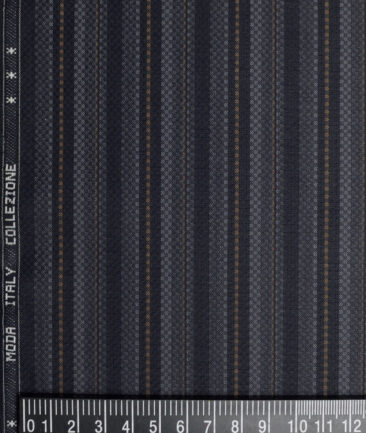 Monza  Luxury Cotton Striped Shirting Fabric (Dark Navy Blue)