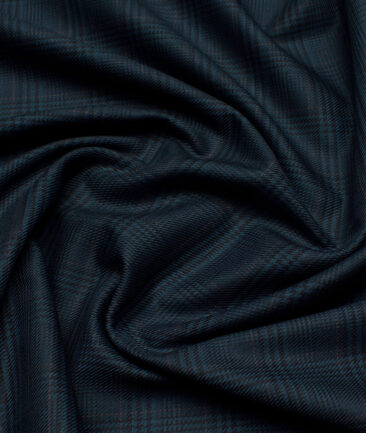 Monza  Luxury Cotton Checks Shirting Fabric (Deep Sea Green)