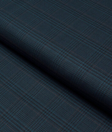 Monza  Luxury Cotton Checks Shirting Fabric (Deep Sea Green)