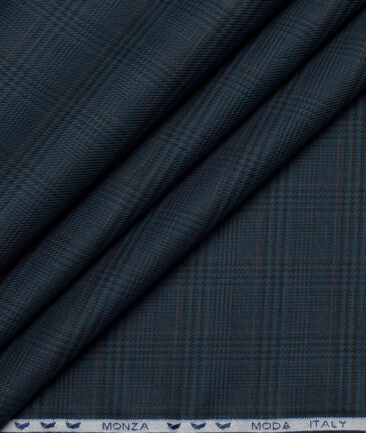 Monza  Luxury Cotton Checks Shirting Fabric (Deep Sea Green)