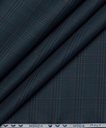 Monza  Luxury Cotton Checks Shirting Fabric (Deep Sea Green)