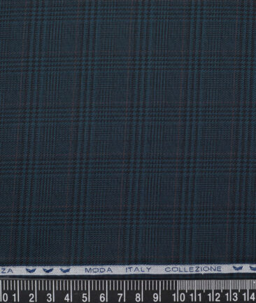 Monza  Luxury Cotton Checks Shirting Fabric (Deep Sea Green)
