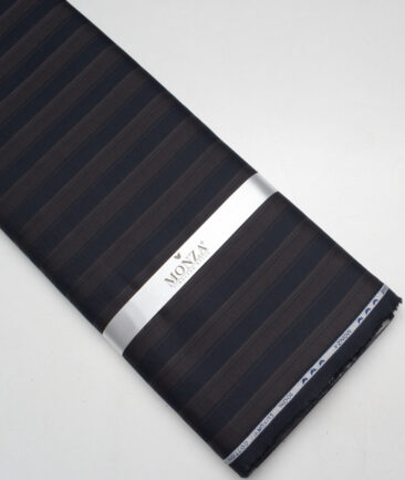 Monza  Luxury Cotton Striped Shirting Fabric (Dark Blue & Brown)