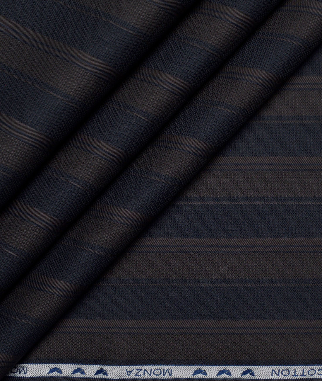 Monza Luxury Cotton Striped Shirting Fabric (Dark Blue & Brown) Monza Luxury Cotton Striped Shirting Fabric (Dark Blue & Brown)
