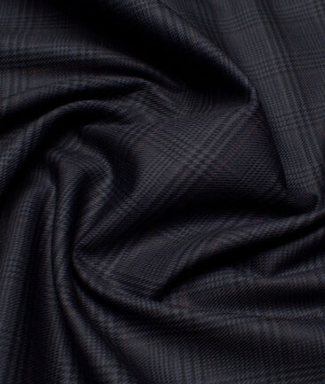 Monza  Luxury Cotton Checks Shirting Fabric (Dark Grey)