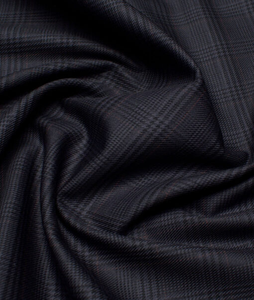 Monza  Luxury Cotton Checks Shirting Fabric (Dark Grey)