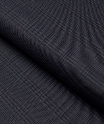 Monza  Luxury Cotton Checks Shirting Fabric (Dark Grey)