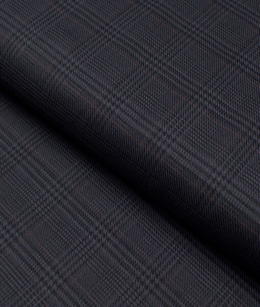 Monza  Luxury Cotton Checks Shirting Fabric (Dark Grey)