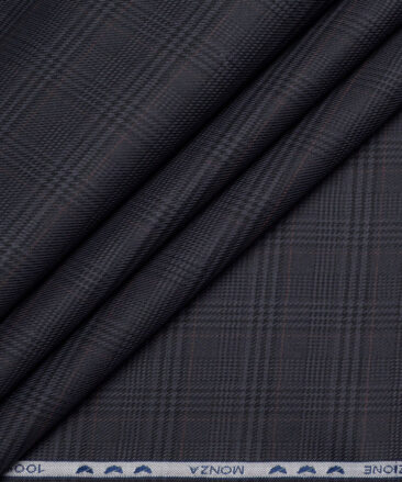 Monza  Luxury Cotton Checks Shirting Fabric (Dark Grey)