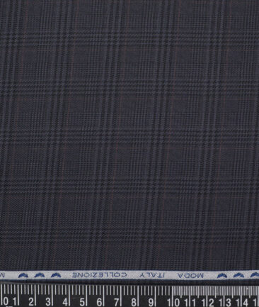 Monza  Luxury Cotton Checks Shirting Fabric (Dark Grey)