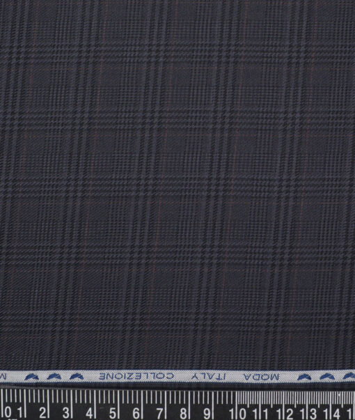 Monza  Luxury Cotton Checks Shirting Fabric (Dark Grey)