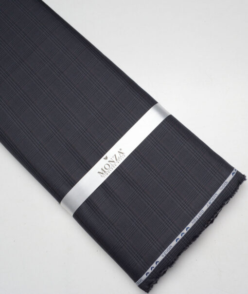 Monza  Luxury Cotton Checks Shirting Fabric (Dark Grey)
