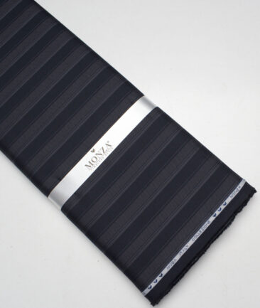 Monza  Luxury Cotton Striped Shirting Fabric (Dark Navy Blue )