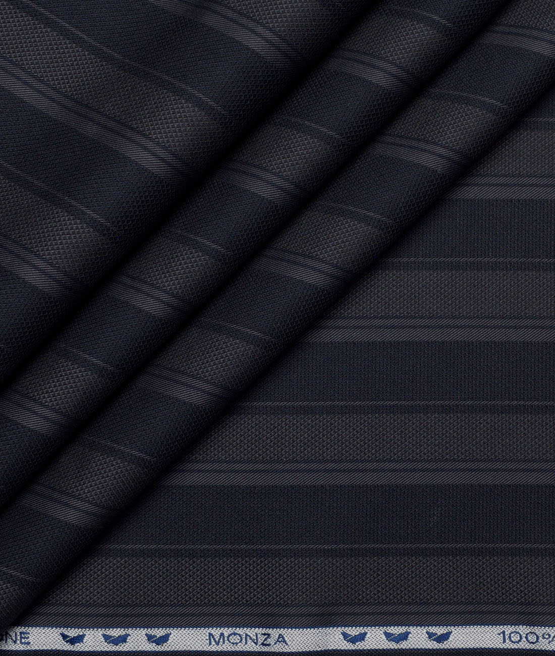 Monza Luxury Cotton Striped Shirting Fabric (Dark Navy Blue ) Monza Luxury Cotton Striped Shirting Fabric (Dark Navy Blue )