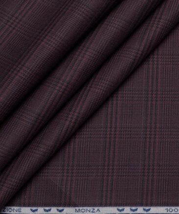 Monza  Luxury Cotton Checks Shirting Fabric (Wine)