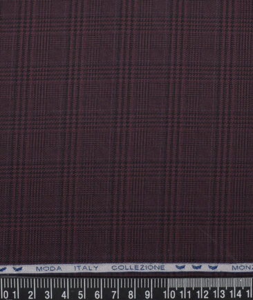 Monza  Luxury Cotton Checks Shirting Fabric (Wine)