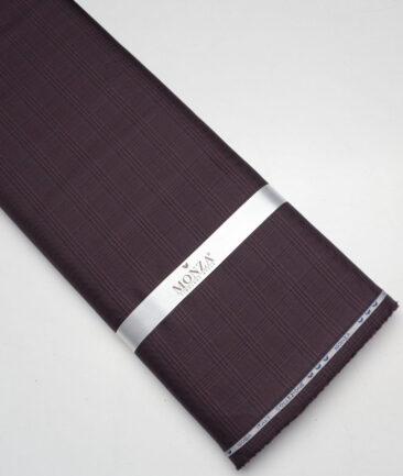 Monza  Luxury Cotton Checks Shirting Fabric (Wine)