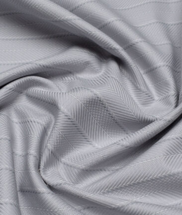 Monza  Luxury Cotton Striped Shirting Fabric (Light Grey)
