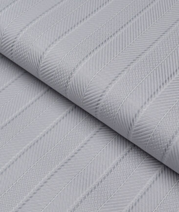 Monza  Luxury Cotton Striped Shirting Fabric (Light Grey)