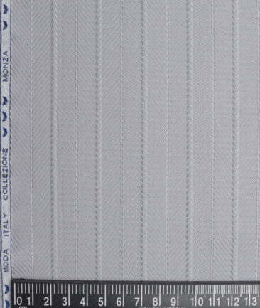Monza  Luxury Cotton Striped Shirting Fabric (Light Grey)