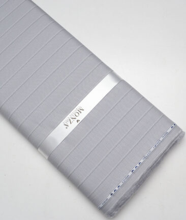 Monza  Luxury Cotton Striped Shirting Fabric (Light Grey)