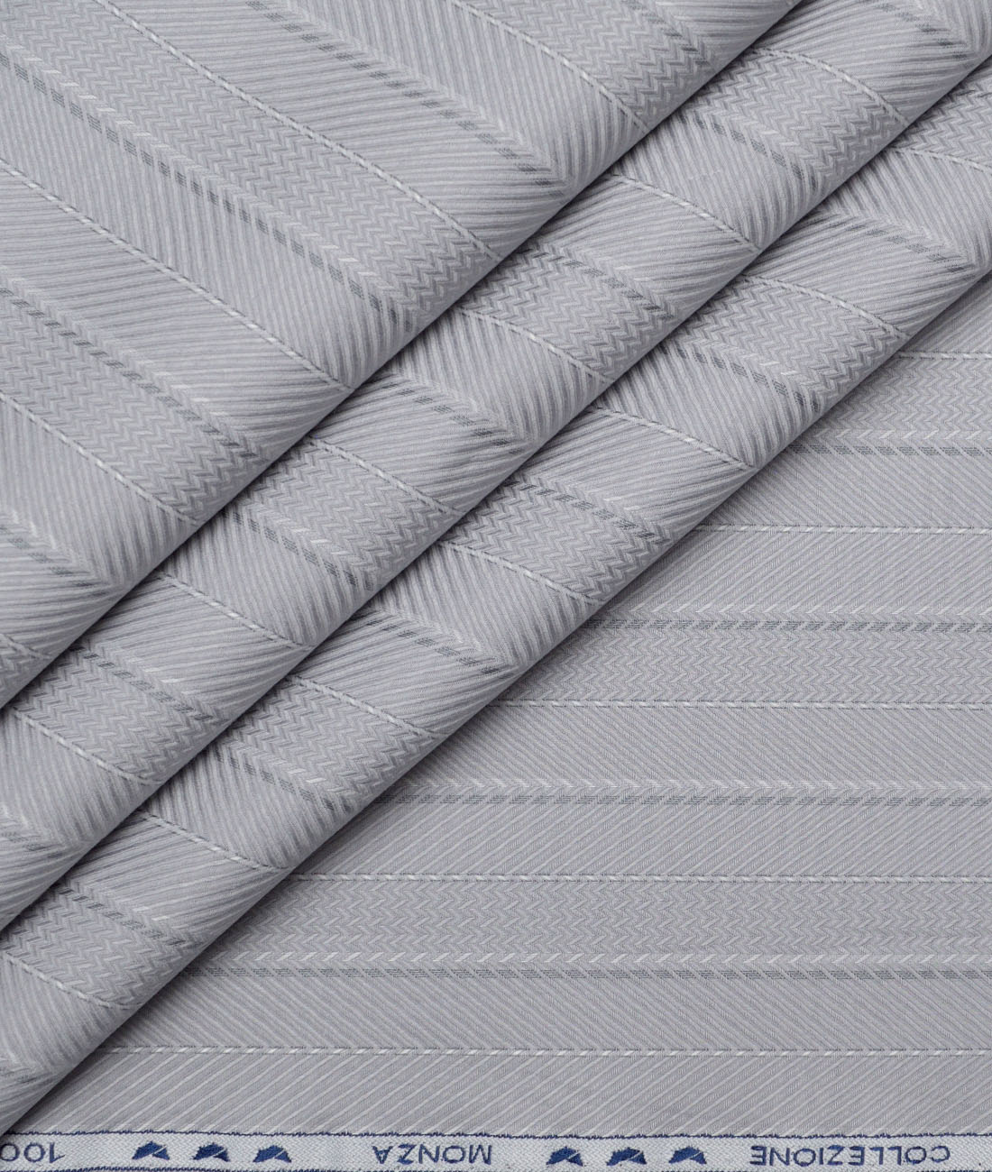 Monza Luxury Cotton Striped Shirting Fabric (Light Grey) Monza Luxury Cotton Striped Shirting Fabric (Light Grey)
