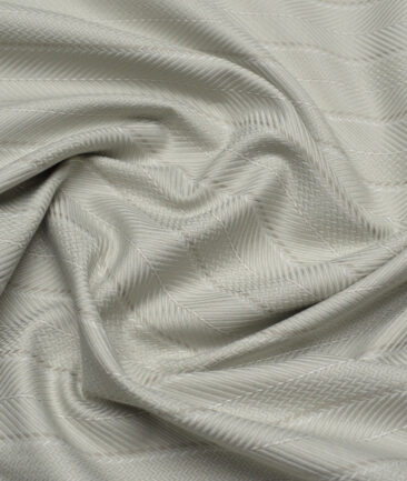 Monza  Luxury Cotton Striped Shirting Fabric (Light Olive Green)