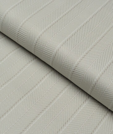 Monza  Luxury Cotton Striped Shirting Fabric (Light Olive Green)