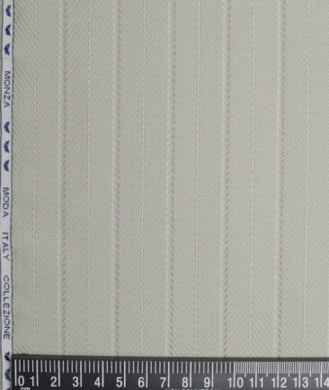 Monza  Luxury Cotton Striped Shirting Fabric (Light Olive Green)