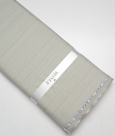 Monza  Luxury Cotton Striped Shirting Fabric (Light Olive Green)