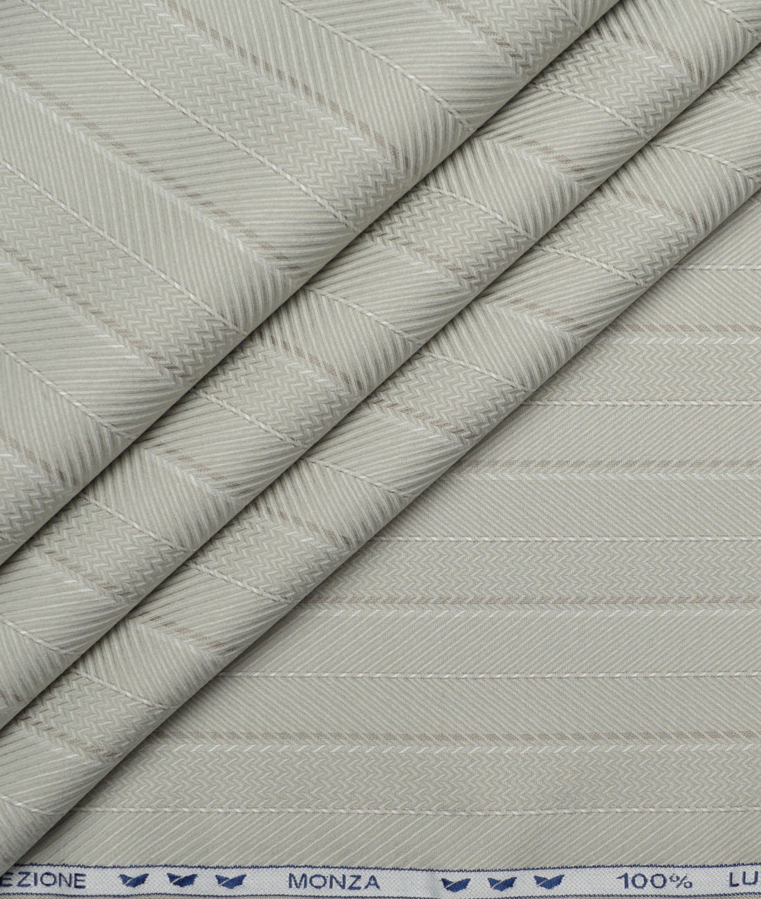Monza Luxury Cotton Striped Shirting Fabric (Light Olive Green) Monza Luxury Cotton Striped Shirting Fabric (Light Olive Green)