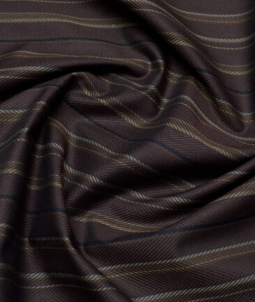Monza  Luxury Cotton Striped Shirting Fabric (Dark Brown)