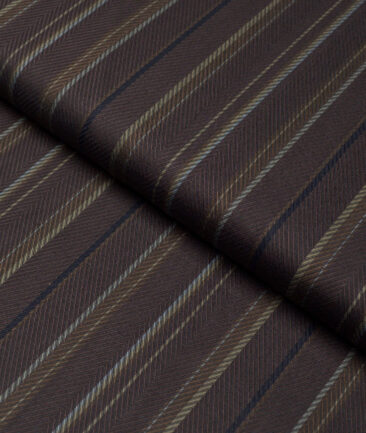 Monza  Luxury Cotton Striped Shirting Fabric (Dark Brown)