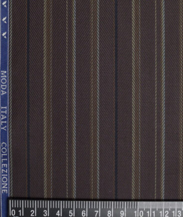 Monza  Luxury Cotton Striped Shirting Fabric (Dark Brown)