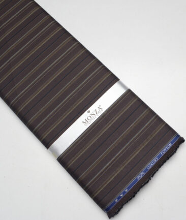 Monza  Luxury Cotton Striped Shirting Fabric (Dark Brown)