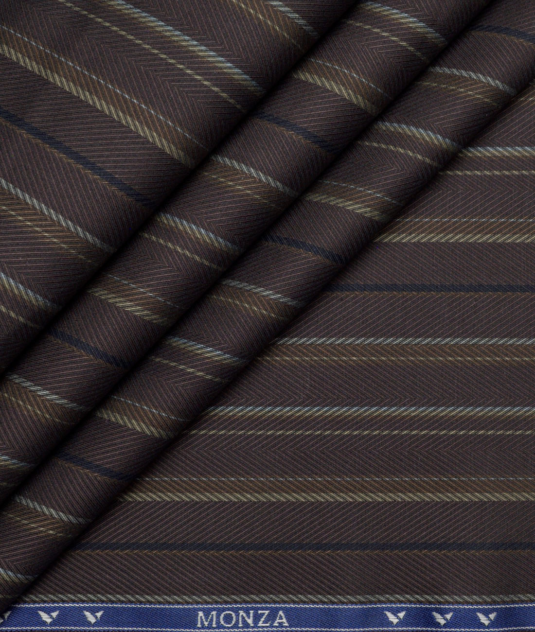 Monza Luxury Cotton Striped Shirting Fabric (Dark Brown) Monza Luxury Cotton Striped Shirting Fabric (Dark Brown)