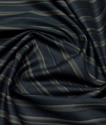 Monza  Luxury Cotton Striped Shirting Fabric (Dark Green)
