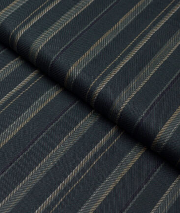 Monza  Luxury Cotton Striped Shirting Fabric (Dark Green)