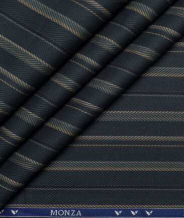 Monza  Luxury Cotton Striped Shirting Fabric (Dark Green)
