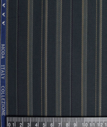 Monza  Luxury Cotton Striped Shirting Fabric (Dark Green)