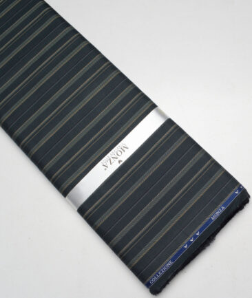 Monza  Luxury Cotton Striped Shirting Fabric (Dark Green)