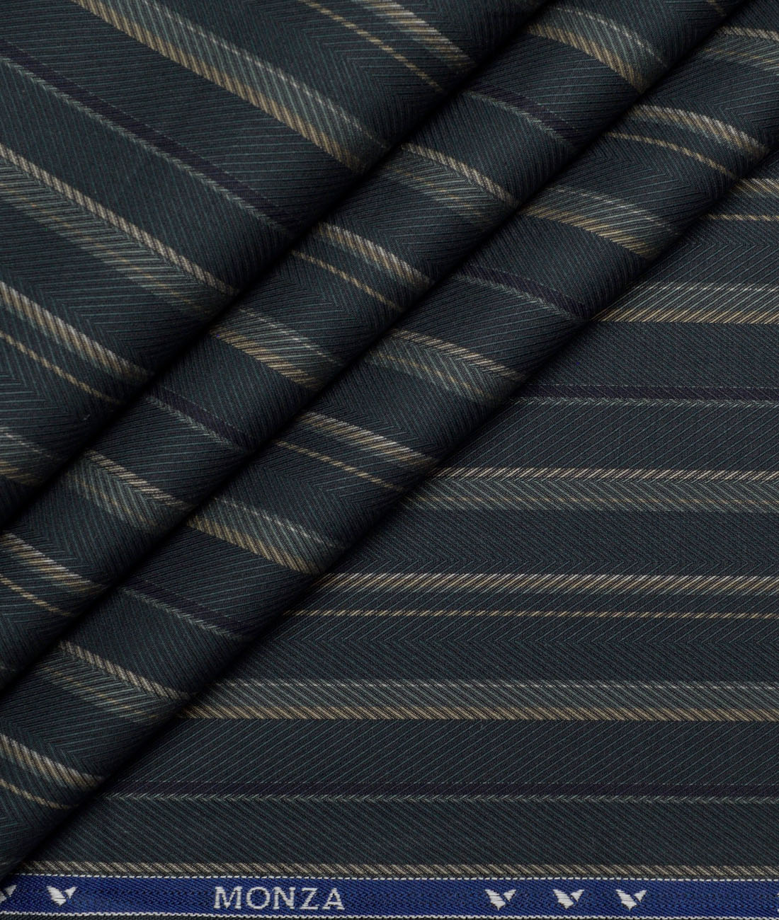 Monza Luxury Cotton Striped Shirting Fabric (Dark Green) Monza Luxury Cotton Striped Shirting Fabric (Dark Green)