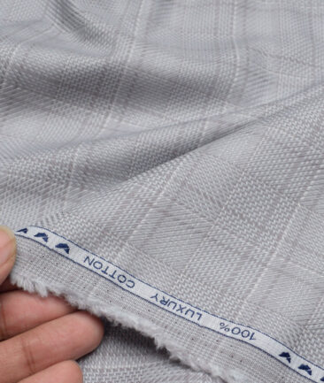 Monza  Luxury Cotton Checks Shirting Fabric (Grey)